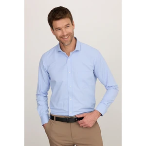 Erkek Regular Fit Klasik Kesim Desenli Mavi Gömlek