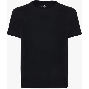 Unisex Slim Fit Dar Kesim %100 Pamuk Yumuşak Dokulu Siyah Bisiklet Yaka Tişört