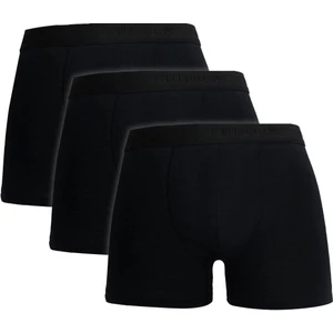 Erkek 3'lü Pamuk Likralı Esnek Kumaş Siyah Boxer