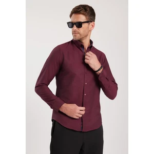 Slim Fit Dar Kesim Uzun Kol Poplin Gömlek Yaka Oxford Spor Erkek Gömlek