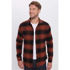 Erkek Slim Fit Dar Kesim Oduncu Kareli Kışlık Gömlek