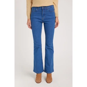 Kadın Regular Fit Klasik Kesim Pamuklu İspanyol Paça Mavi Jean Kot Pantolon