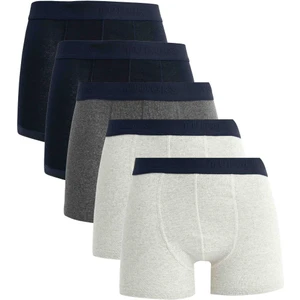 Erkek 5'li Pamuklu Likralı Esnek Kumaş Boxer