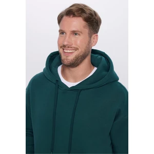 Unisex Oversize Geniş Kesim Pamuklu Yumuşak Dokulu Içi Polarlı Basic Yeşil Kapüşonlu Sweatshirt