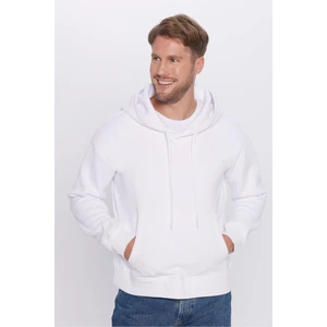 Unisex Oversize Geniş Kesim Pamuklu Yumuşak Dokulu Içi Polarlı Basic Beyaz Kapüşonlu Sweatshirt