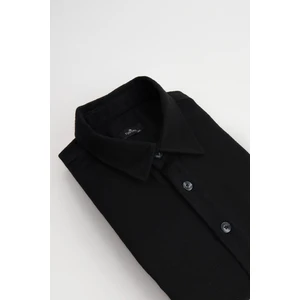 Erkek Big Size Büyük Beden Oduncu Tek Cepli Kareli Siyah Kışlık Gömlek