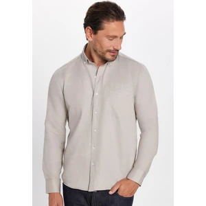 Erkek Regular Fit Klasik Kesim Düz Yaka Düğmeli Cepli Taş Gömlek