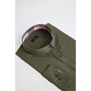 Büyük Beden Düğmeli Yaka Poplin Pamuklu Kolay Ütü Oxford Erkek Gömlek