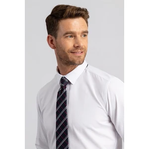 Modern Slim Fit Uzun Kollu Pamuklu Kolay Ütü Armürlü Erkek Beyaz Gömlek