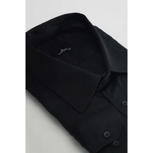 Büyük Beden Kolay Ütü Kravatlık Armürlü Pamuklu Erkek Gömlek