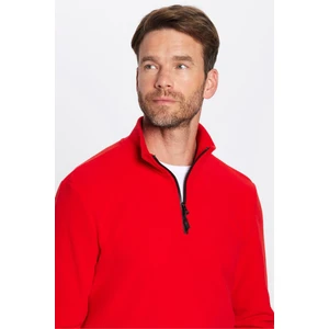 Unisex Standart Fit Anti-pilling Tüylenme Yapmayan Soğuk Geçirmez Kırmızı Dik Yaka Polar Sweatshirt