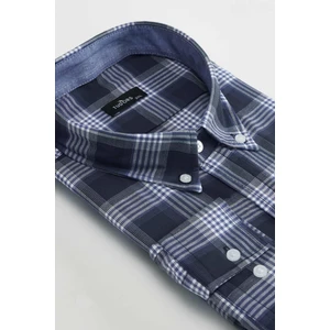 Büyük Beden Ekoseli Biyeli Yaka Düğmeli Erkek Gömlek