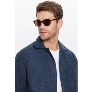 Erkek Relax Fit Rahat Kesim Oduncu Apaş Yaka Tek Cep Kapaklı Armürlü Lacivert Kışlık Gömlek