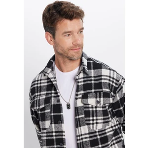 Erkek Relax Fit Rahat Kesim Oduncu Çift Cep Düğmeli Kareli Kışlık Gömlek