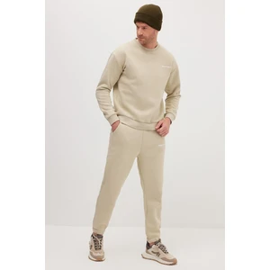 Erkek Relax Fit Pamuklu 3 İplik Yumuşak Dokulu İçi Polarlı Bisiklet Yaka Taş Eşofman Takımı