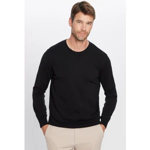 Erkek Slim Fit Dar Kesim Bisiklet Yaka Siyah Kazak