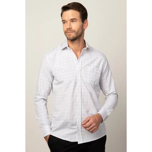 Erkek Regular Fit Klasik Kesim Pamuklu Kolay Ütü Çizgili Beyaz Gömlek