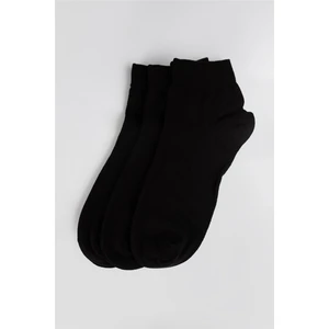3'lü Düz Kısa Siyah Erkek Çorap