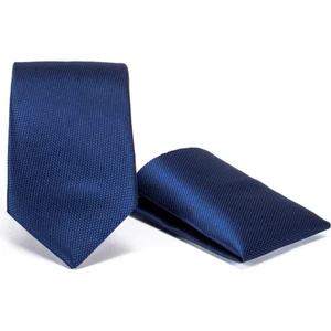 Klasik Mendilli Lacivert Erkek Kravat