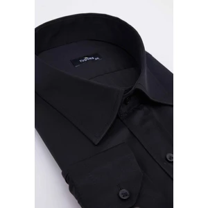 Büyük Beden Uzun Kollu Saten Erkek Siyah Gömlek