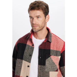 Erkek Relax Fit Rahat Kesim Tek Cepli Kareli Kışlık Oduncu Gömlek