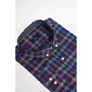 Büyük Beden Ekoseli Biyeli Yaka Düğmeli Erkek Gömlek