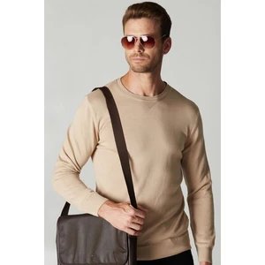 Erkek Standart Fit Normal Kesim Bisiklet Yaka Taş Triko Kazak