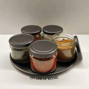 Home 5'li 300 cc Kavanoz ve Tepsi Seti - Mat Siyah