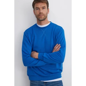 Unisex Relax Fit Rahat Kesim %100 Pamuk Basic Saks Mavi Bisiklet Yaka Sweatshirt