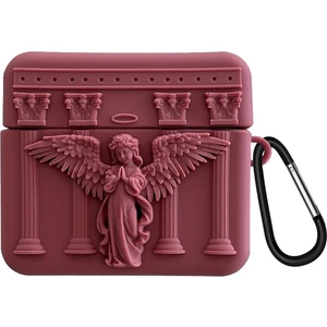 Airpods Pro 3 Kılıf Cartoon Figürlü Silikon Praying Angel Bordo