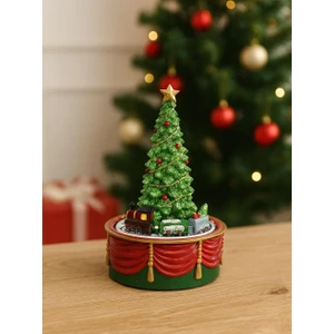 Yılbaşı Hediyelik Hareketli Işıklı Yılbaşı Ağacı Müzik Kutusu 19 cm