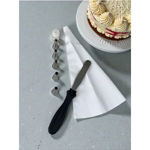 Krema Sıkma Torbası Seti 8 Parça Krema Kek Süsleme Torbası Paslanmaz Çelik Uçlu + Spatula Hediyeli