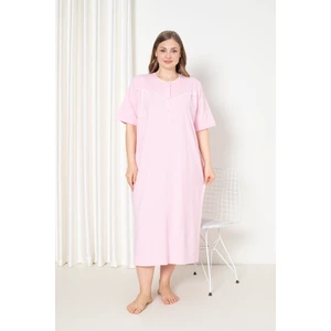 %100 Pamuklu Penye Kısa Kol Büyük Beden Anne Geceliği 051