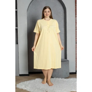 %100 Pamuklu Penye Kısa Kollu Büyük Beden Anne Geceliği 520