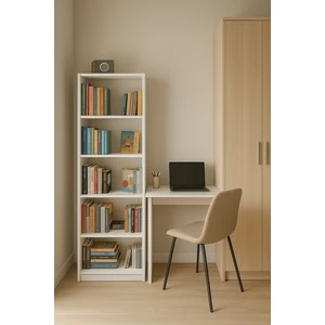 Alesta Life 5 Raflı Beyaz Kitaplık Suntalam Malzeme ile 170 cm Yükseklik ve 56 cm Genişlik