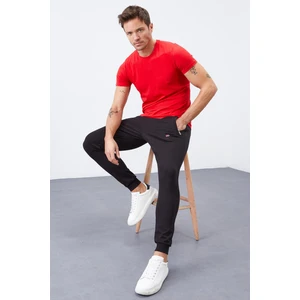 Tommy Life Siyah Fermuar Cepli Dar Kalıp  Jogger Erkek Eşofman Alt - 84343