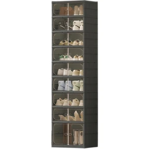 Terracy Home & Garden 9 Raflı Çok Amaçlı, Geniş, Katlanabilir Dolap, Ayakkabılık ve Raf, Antrasit Gri