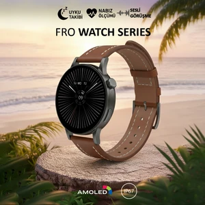 LW38 Siyah Kasa 38 mm Kahverengi Kordon Akıllı Saat