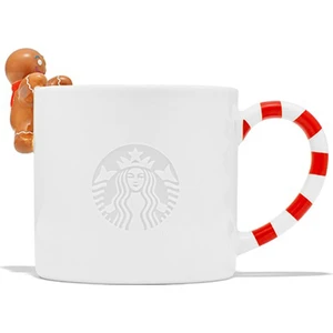 Meraklı Zencefil Kurabiye Adam Figürlü Beyaz Porselen Kupa 355ML