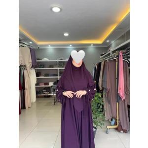 Yüsra Collection Papatya Nakışlı Liza Elbise ve Kısa Sufle 2 'li Takım