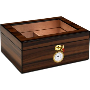 Kahverengi Camlı 2 Katlı Humidor Puro Kutusu RD46