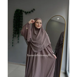 Yüsra Collection Papatya Nakışlı Liza Elbise ve Kısa Sufle 2 'li Takım