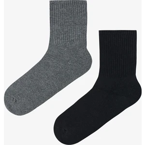 Siyah Gri Towel Tennis  2li Soket Çorap