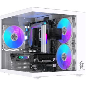 GM Game Master Gm-X1 Tuştan Değişmeli 3x Rgb Fanlı Gaming Mini Akvaryum M-Atx Beyaz Kasa