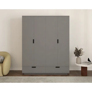Armi 4 Kapak 2 Çekmece Metalik Gri Gardırop