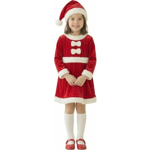 Kostüm Sarayı Kadife Kumaş Fiyonklu Noel Anne Kostümü