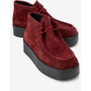 Melıa Bordo Süet Hakiki Deri Kadın Bilekte Bot