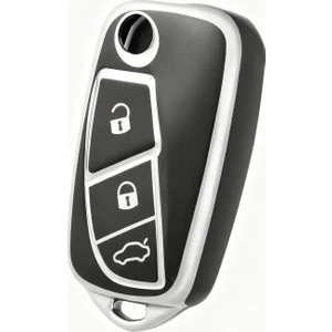 Barkas Elektronik Fiat Fiorino Linea Punto Sustalı Nano Anahtar Kılıfı Siyah Gümüş