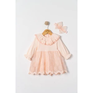 Miniday Baby Kız Bebek Mevlütlük Elbise Bandanalı Dantelli ELB1072