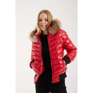 KADIN KISA ÇIKARILABİLİR KÜRK KAPŞONLU DOLGULU SU İTİCİ ŞİŞME MONT 8637